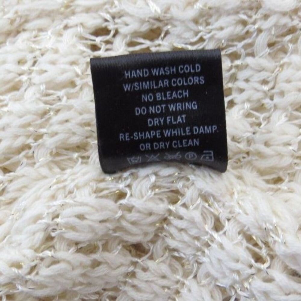 Love Stitch women's Patchwork Open Knot Sweater Boho Slouchy Cream L EUC - Picture 11 of 12